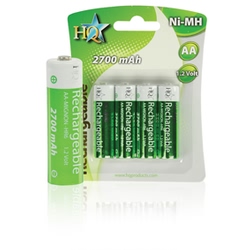 Vysoce kvalitní dobíjecí baterie Ni-MH AA 2700 mAh. Cena=1 blistr se 4 bateriemi. Ihned k použití (Ready to use)